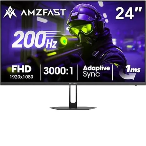 شاشة Minifire AMZG24C1 منحنية قياس 24 بوصة، بنوع لوحة VA ودقة FHD، ومعدل تحديث 200Hz مع زمن استجابة 1ms.