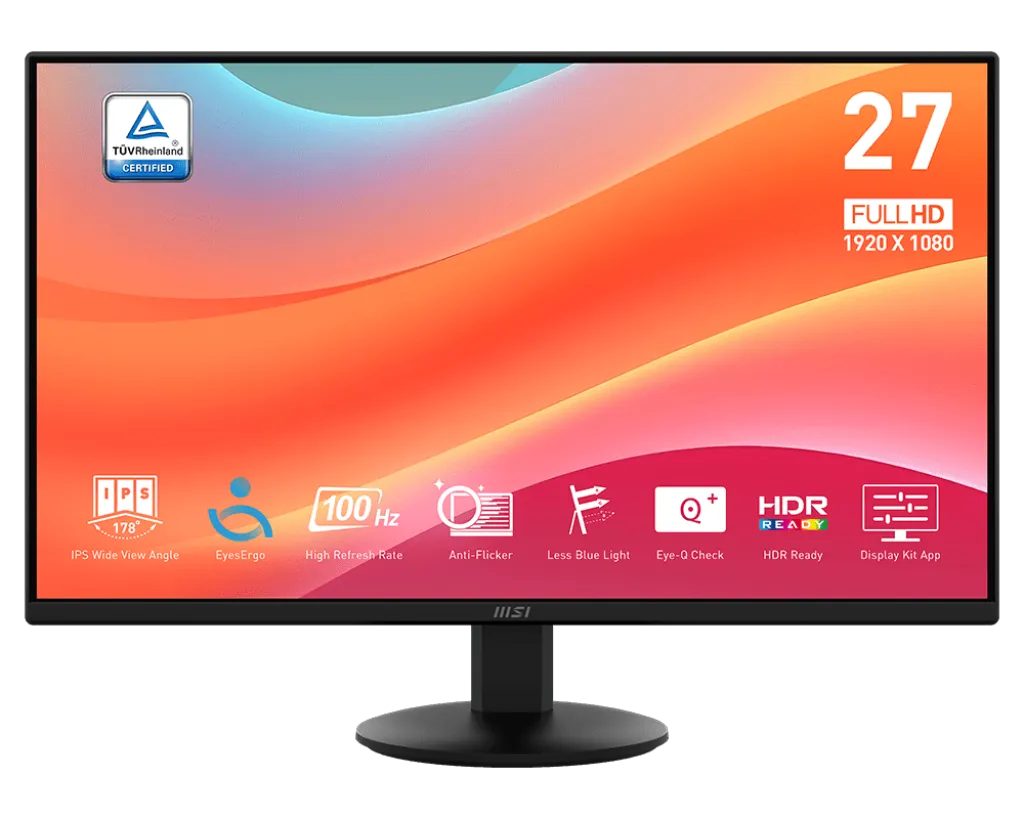 شاشه MSI PRO MP272L 27-1920  1080 IPS 4 100 Hz Tilt- - - PRO-MP272L